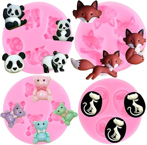 Miniatura 1 de Molde de silicona para cabeza de animal de granja, jirafa, mono, león, fondant, vaca, oveja, cerdo, perro, caramelo para decoración de pasteles,