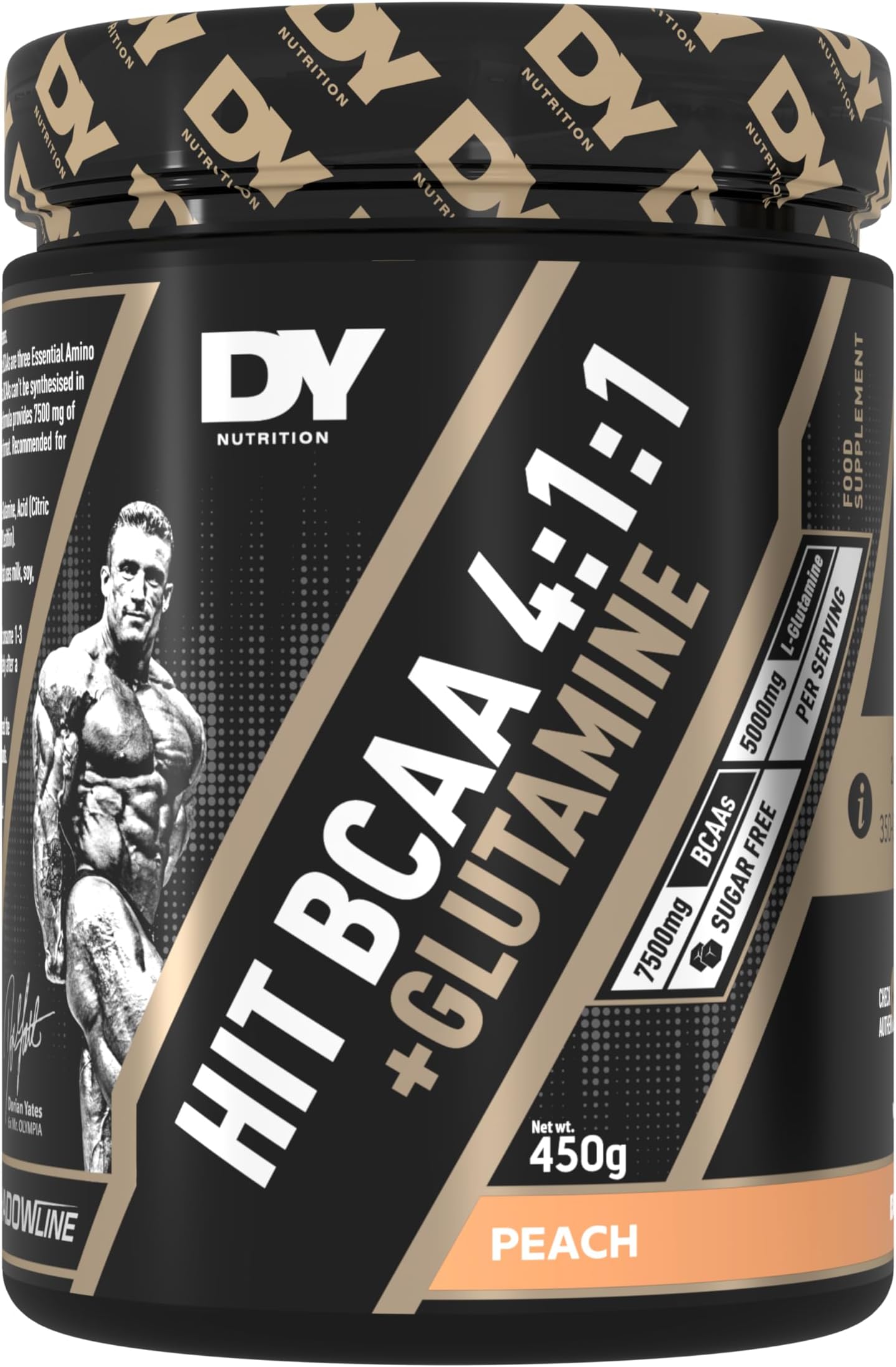 HIT BCAA 4:1:1 + Glutamine, 450g, 30 Servings (Peach Flavour) Branch Chain Amino Acid Powder Drink for Optimal Pump & Performance | Pre & Intra Workout Supplement