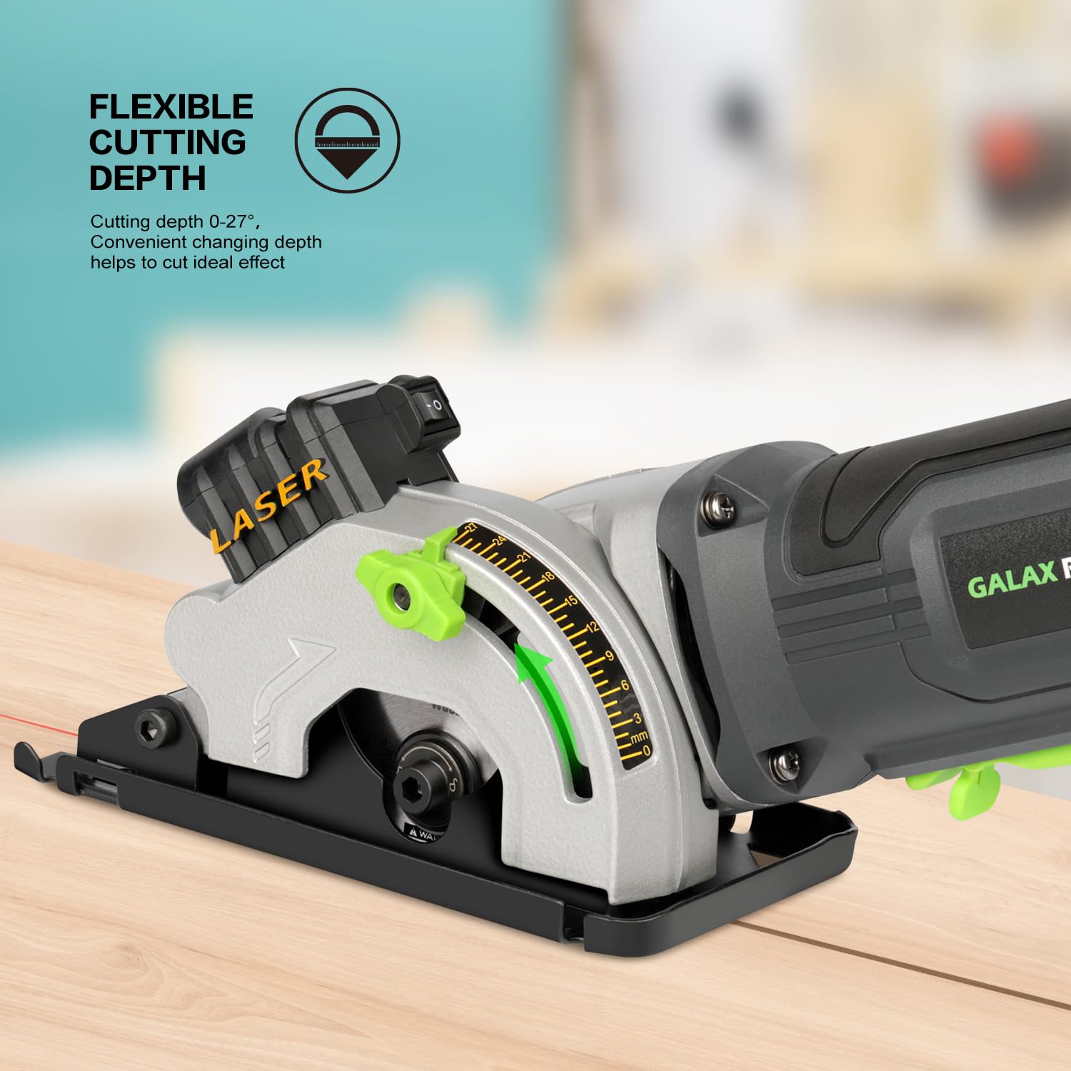 GALAX PRO Mini Sega Circolare 580W, 3500RPM con Guida Laser Sega Circolare per Legno 3 Lame (85mm),per Legno, Piastrelle, Metallo Morbido, Plastica