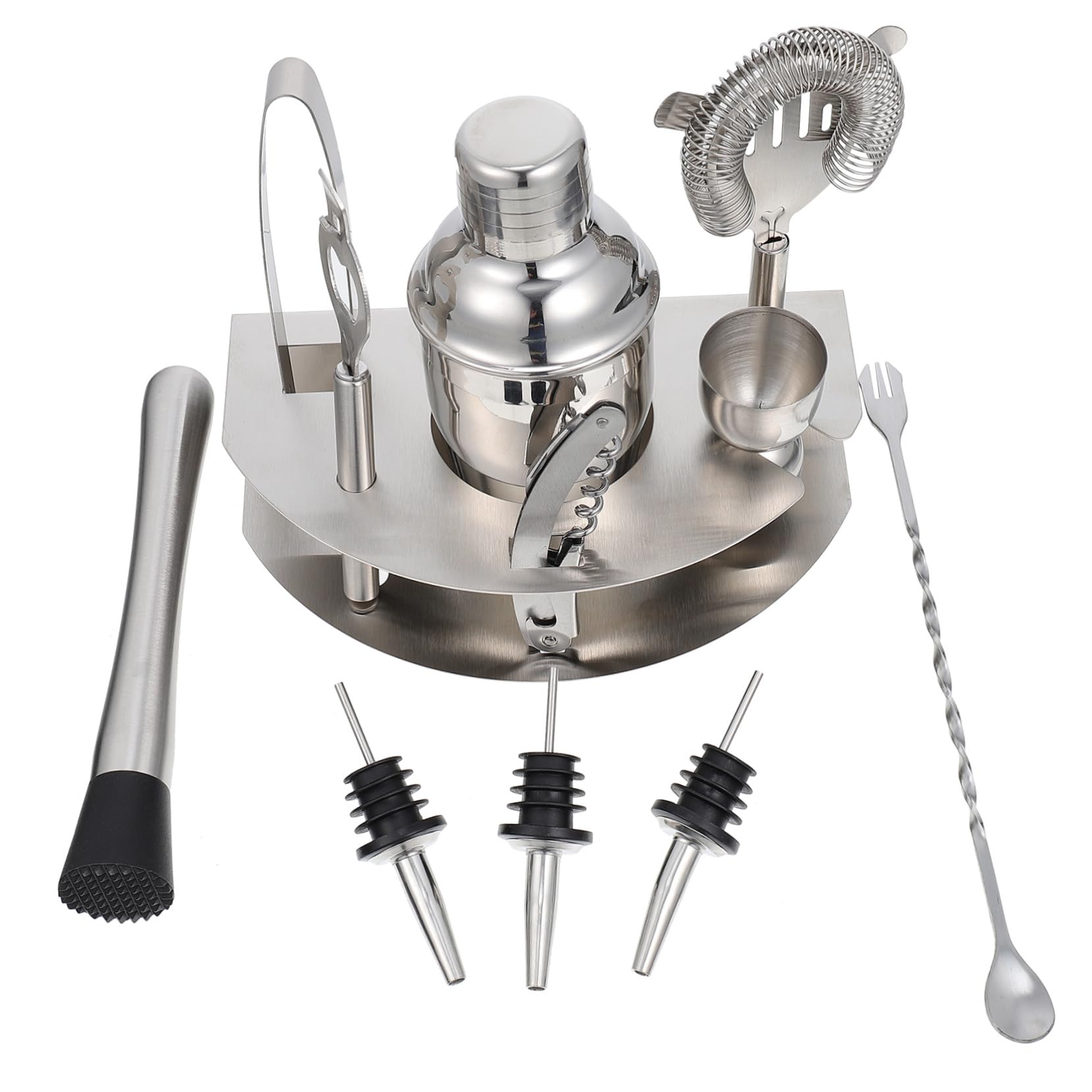 Shaker à Cocktails Polyvalent en Acier Inoxydable Professionnel, Kit de Barman Portable 12 Pièces pour Bar et Maison, Accessoires pour Préparation de Boissons et Milk Tea