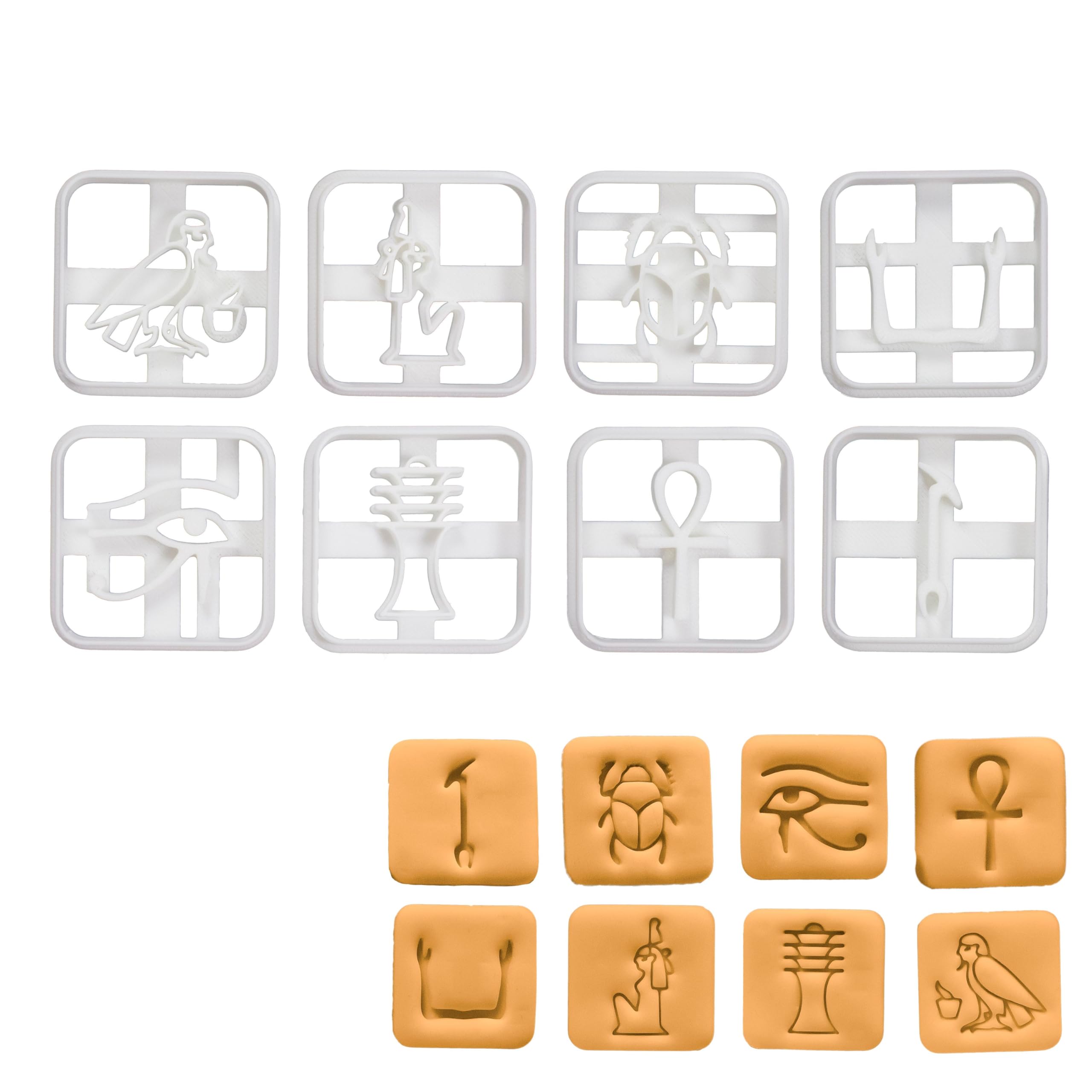 8er Set Ägyptische Hieroglyphen Ausstechformen, 8 Teile, Bakerlogy