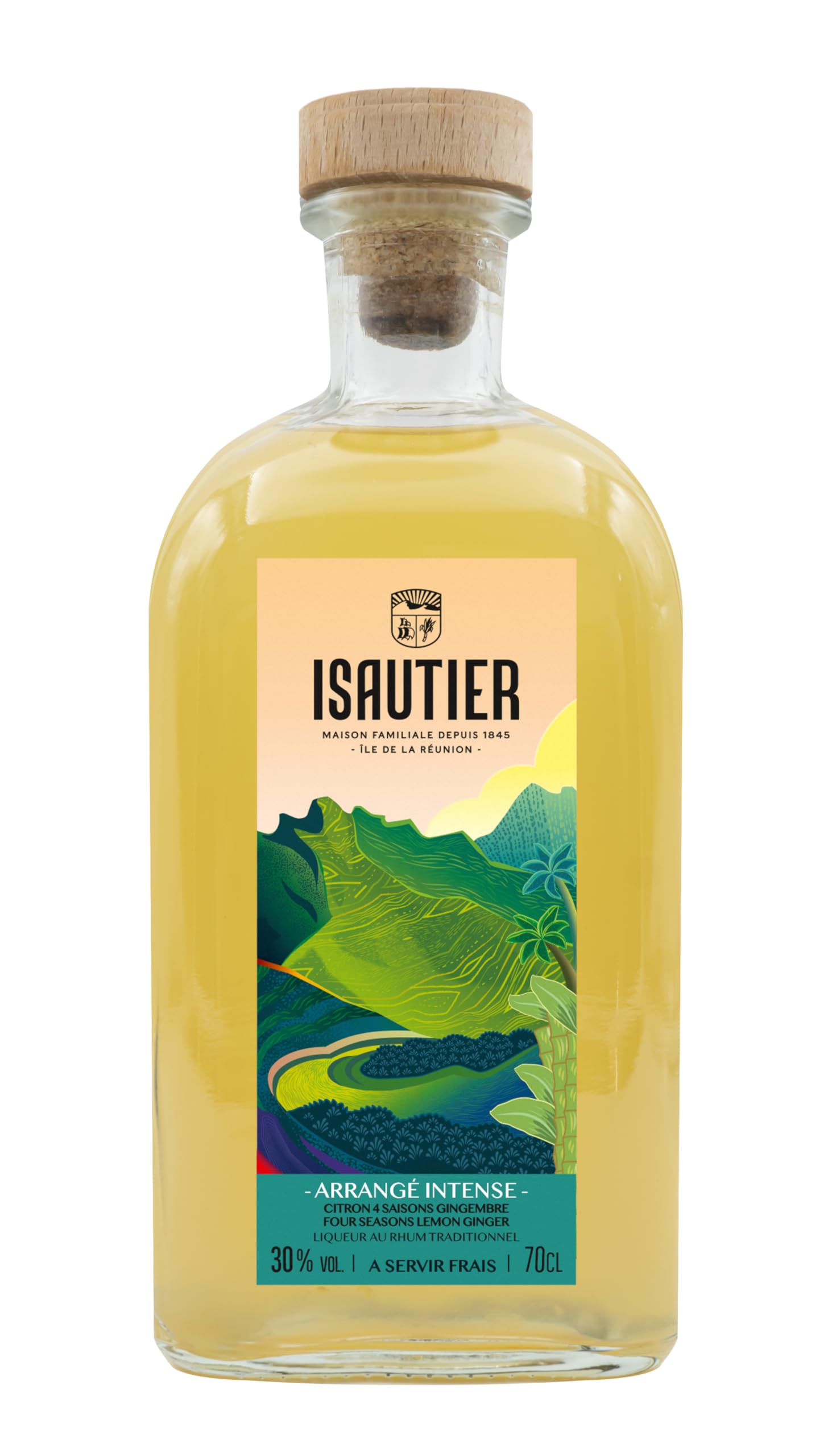 Isautier - Intense Lemon & Ginger Flavoured Rum infusion - Premium Reunion Island Spirit - 30% ABV (1 x 70cl)