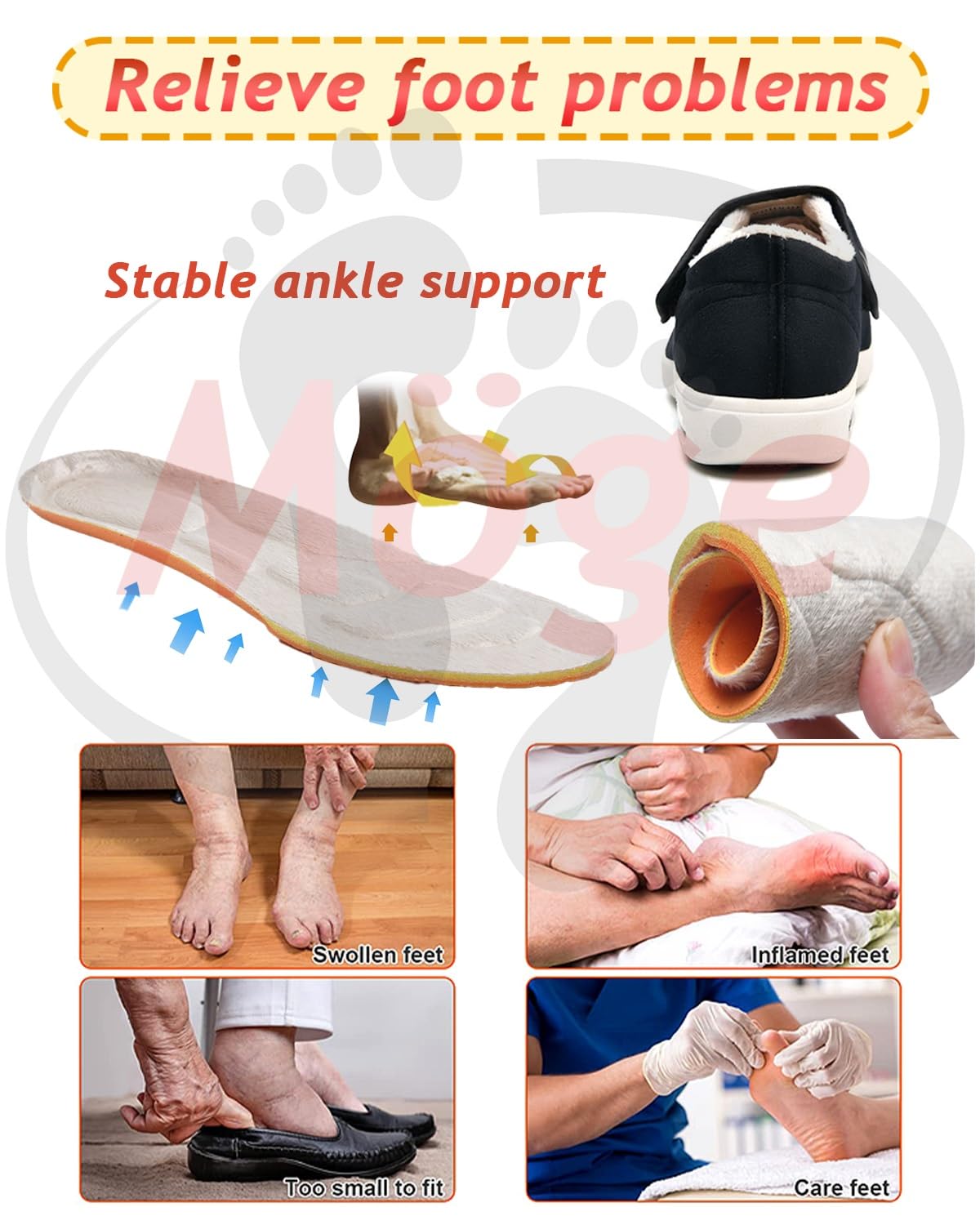 Scarpe con Strappo Uomo Donna Invernali Caldo Peluche Scarpe per diabetici da Extra Largo Regolabile Scarpe da Passeggio per gonfiore dei Piedi Ampie Larghezza Scarpe sanitarie