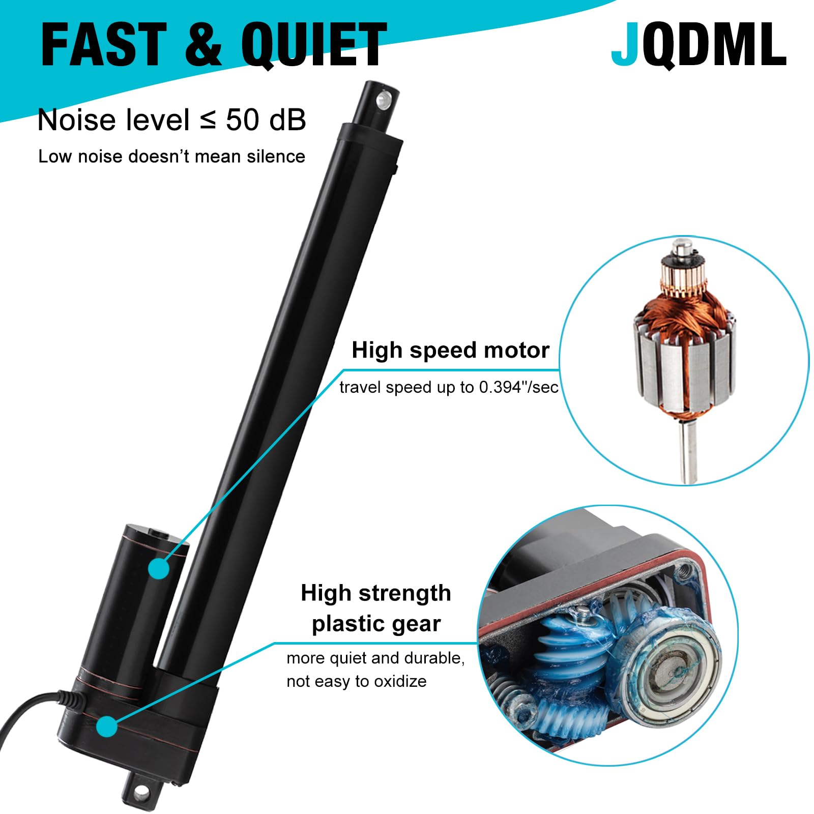 Attuatore lineare da 12 V, 650 mm, resistente, 1500 N, IP65, impermeabile, 10 mm/s, con staffe di montaggio, per aprifinestra, inseguitori solari, domotica