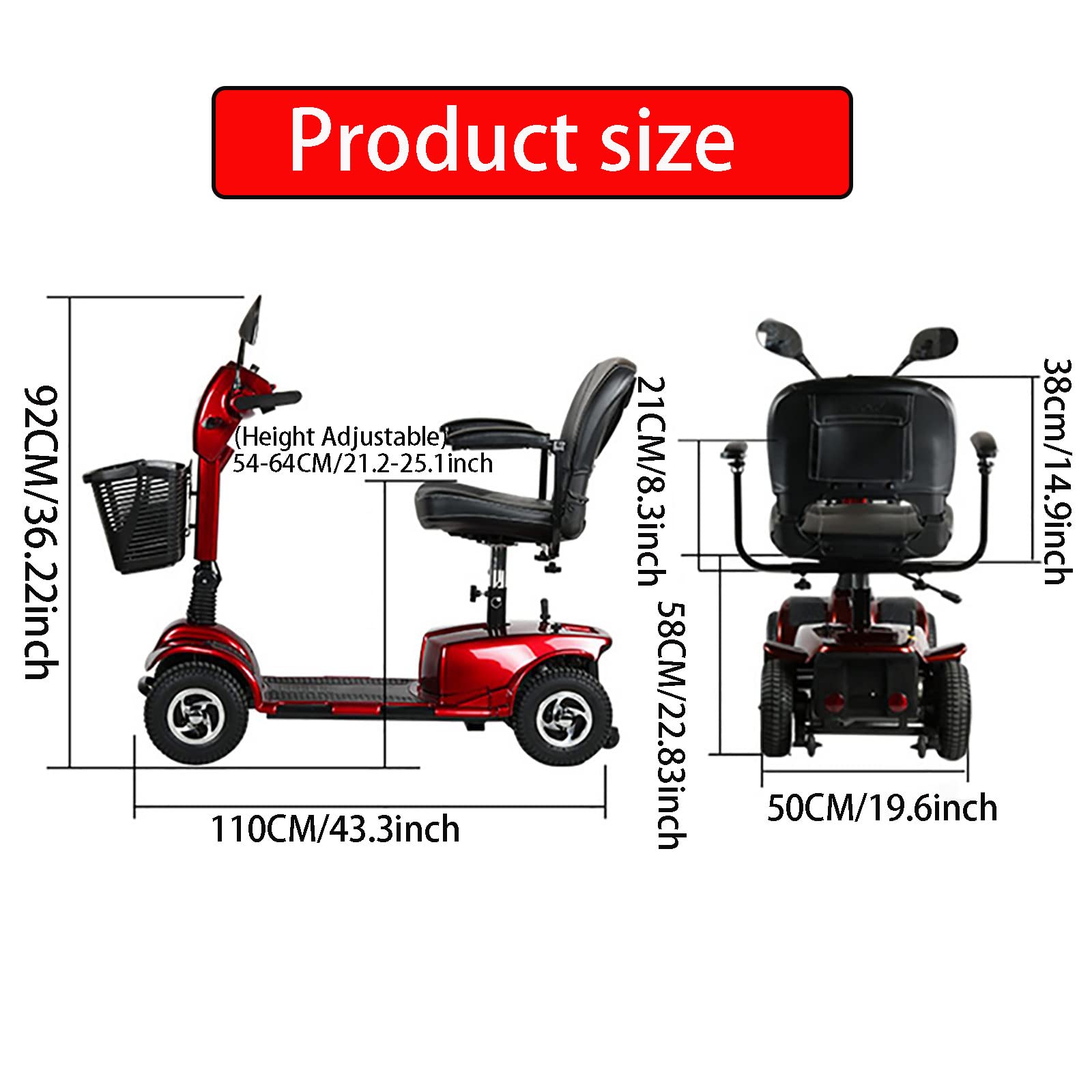 Scooters de movilidad plegables ligeros, scooters de movilidad para adultos, sillas de ruedas eléctricas, motorizadas para s, 4 ruedas, plegables, compactas, transportables, con cargador de batería