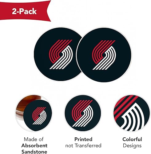 Miniatura 9 de Desert Cactus Portland Trailblazers - Juego de 2 posavasos absorbentes de la liga de baloncesto de la NBA para automóvil, diseño de arenisca