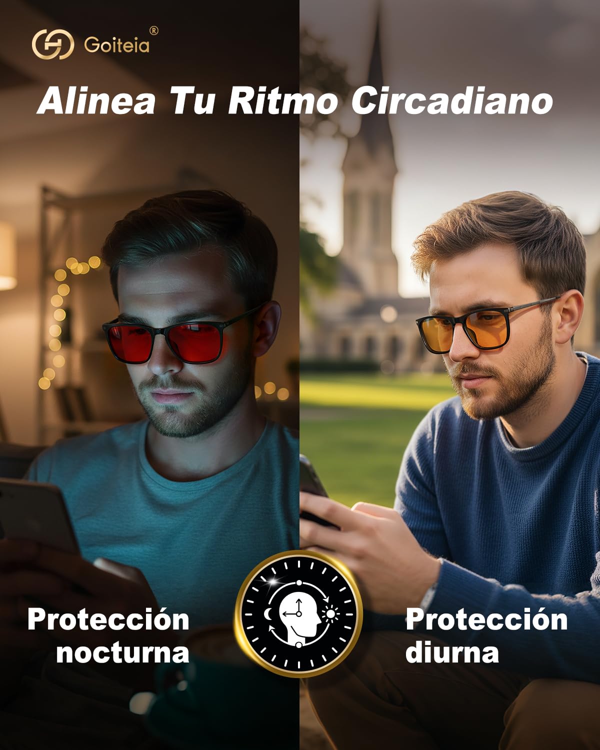 Goiteia Gafas Rojas Bloqueo Luz Azul-Bloqueo el 100% Azul y Verde para Mejorar el Sueño-Revestimientos AR Duales-Alivia Fatiga Ocular