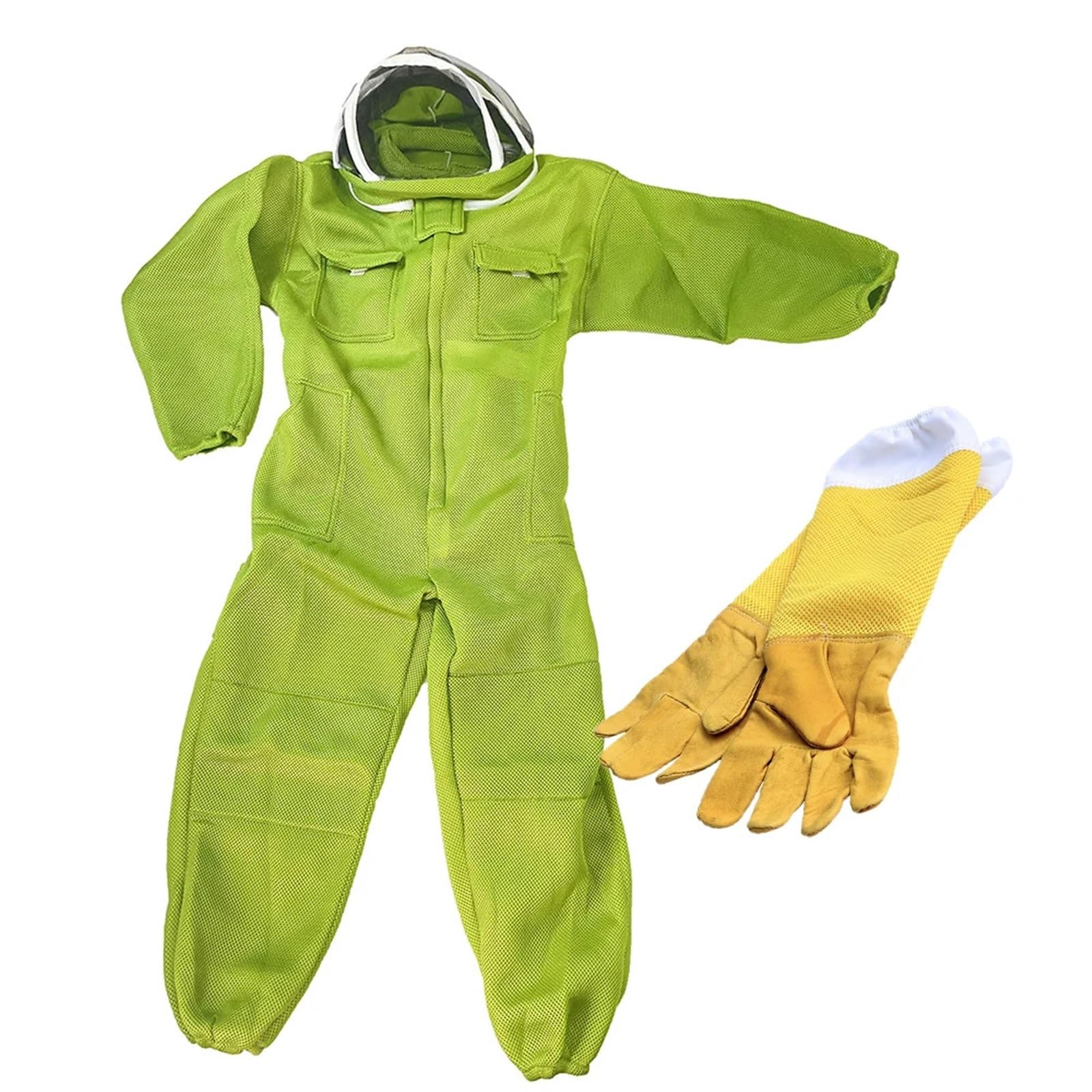 Tuta da Apicoltore Guanti da Tuta a Maniche Lunghe con Protezione in Tessuto Traspirante 3D for Apicoltore, Forniture for Attrezzi for Apicoltura di Dimensioni Extra Large(1set,XXL)
