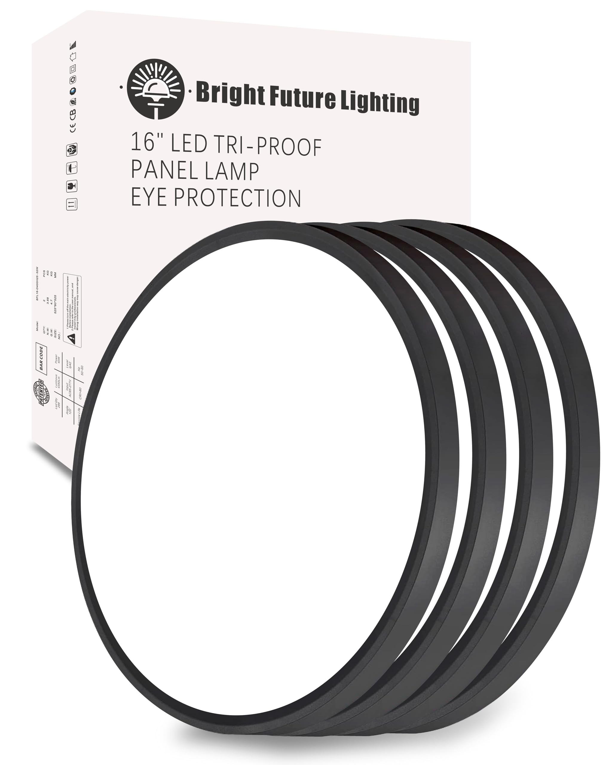 4Pack 16 Inch Led Flush Mount Ceiling Light,32W,3480LM,3000K/4000K/6000K 3CCT Selectable,Black Ultra-Slim Ceiling Lighting Fixture,Round Low Profile Flat Panel Light for Bedroom,Kitchen,Hallway,Office