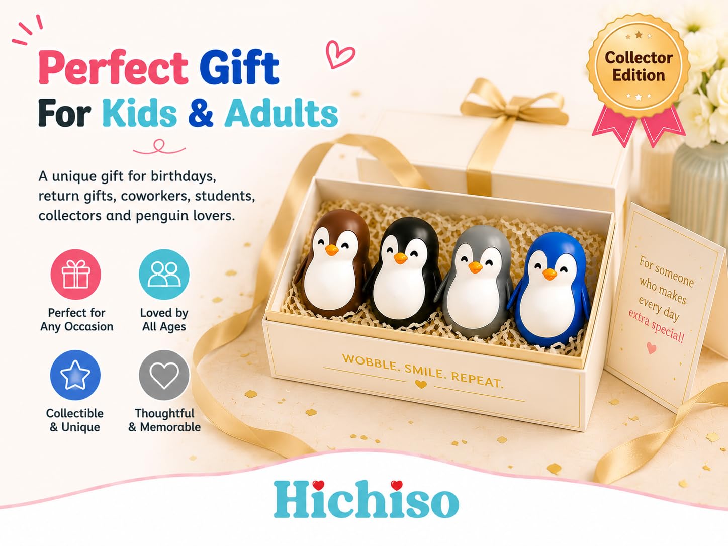 Roly Poly Penguin Wobbler | Cute Self-Righting Penguin Desk Toy | Stress Relief Fidget Toy | Mini Penguin Collectible | Office Desk Decor & Gift (Emperor Black, 1 pc) — Amazon image 5