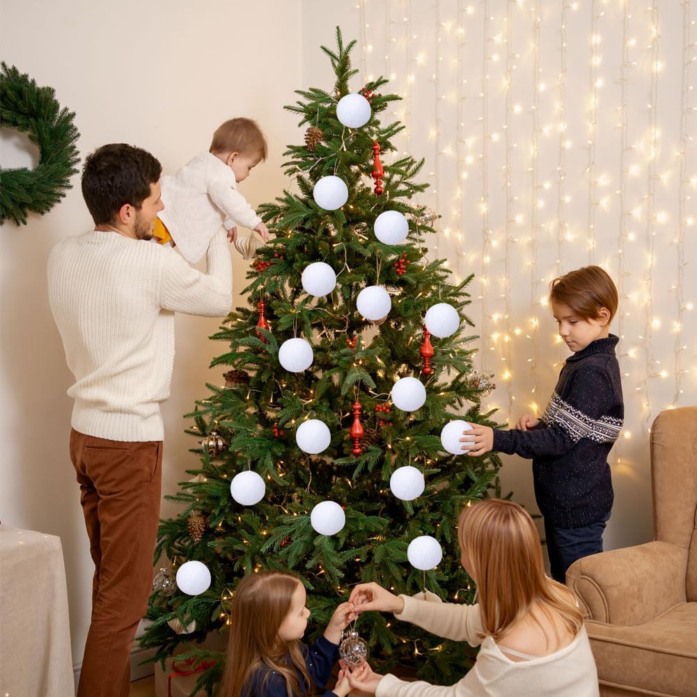 60 Pcs Plush Fake Snow Balls,2.8 in Soft Artificial Snow Fight Ball Set for Parent-Child Throwing,Fake Snowball Winter Decoration for Xmas Tree,Table and Gift Boxes Fillers,Christmas Tree Decor