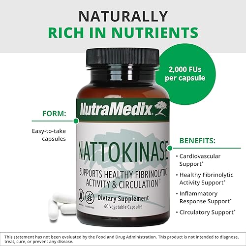 Miniatura 4 de NutraMedix Suplemento de nattoquinasa - Nattokinase 2000 FU por porción - Formulado para apoyar la salud del corazón y la circulación saludable -