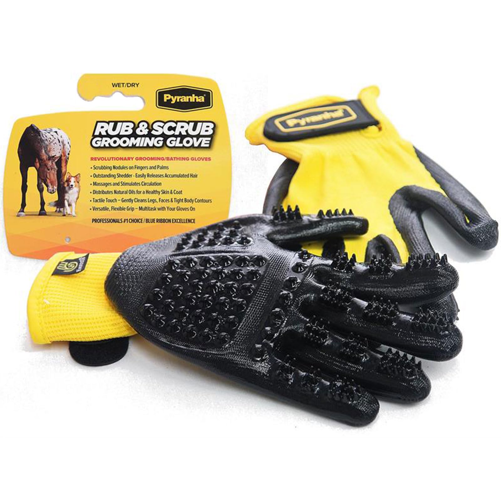 Pyranha Grooming guanto spazzola massaggio delicato gomma morbida maglia Deshedding Cat Dog grande