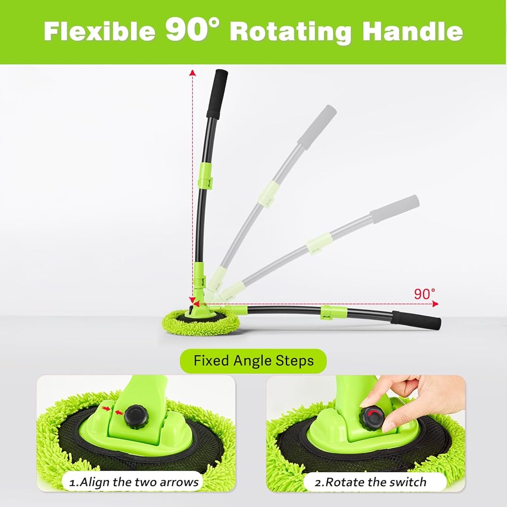 Adjustable Long-Handle Car Wash Kit with Rotating Mop view 4