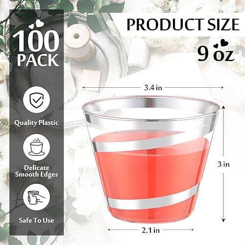 Vista 62 de Gejoy Vasos de plástico con borde de 9 onzas, vasos desechables para beber vino, vasos transparentes y elegantes de Halloween para suministros