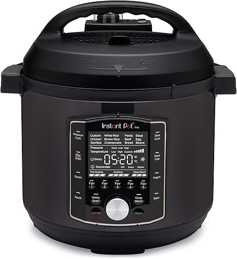 Instant Pot Pro 10-in-1 Pressure Cooker, Slow Cooker, Rice/Grain Cooker, Steamer, SautΓ©, Sous Vide, Yogurt Maker, Sterilizer, and Warmer, Includes App With Over 800 Recipes, Black, 6 Quart