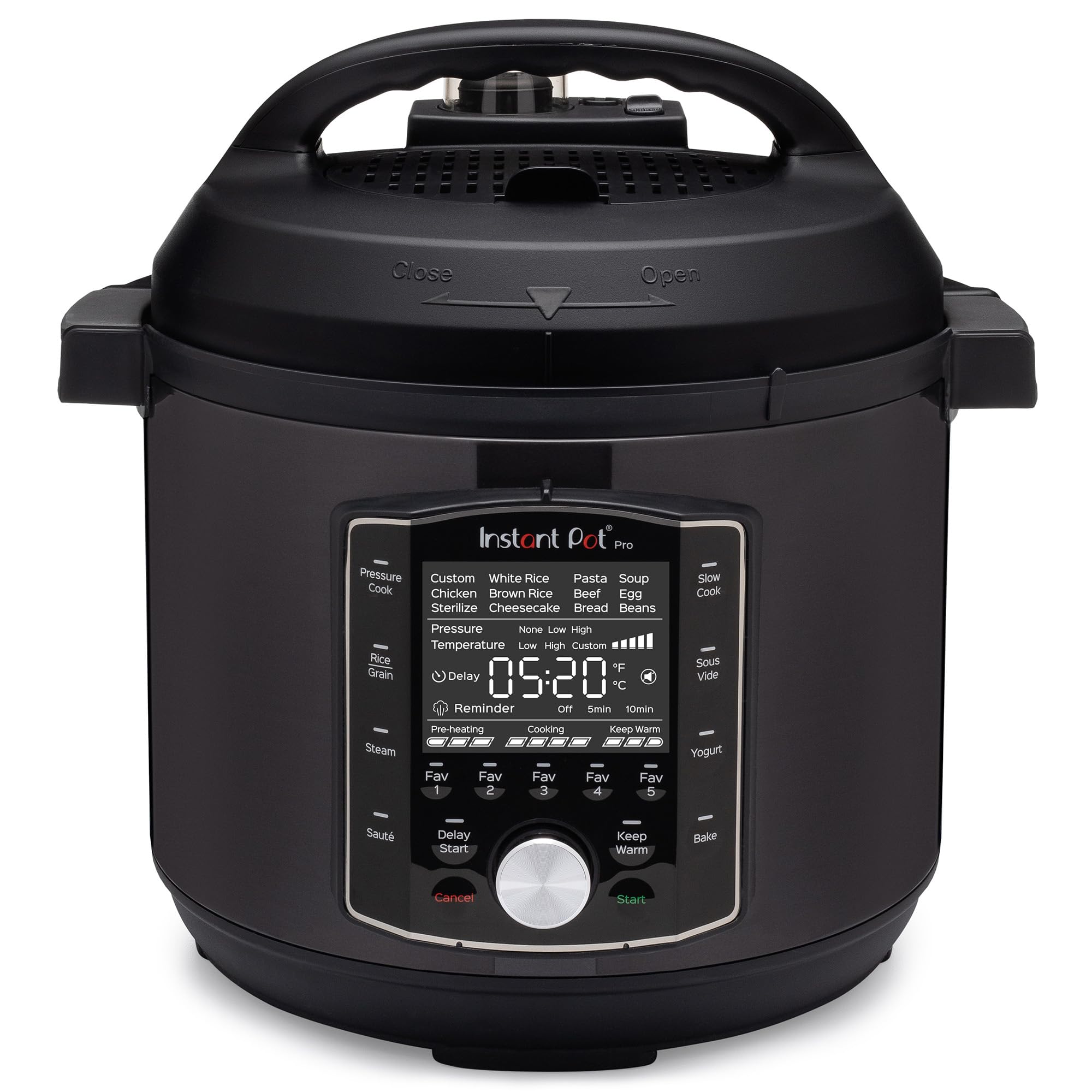 Pro (8 QT) 10-in-1 Pressure Cooker, Slow Cooker, Rice/Grain Cooker, Steamer, Sauté, Sous Vide, Yogurt Maker, Sterilizer, and Warmer, Includes App with Over 800 Recipes, Black