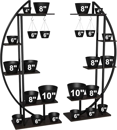 Miniatura 2 de GDLF Soporte alto para plantas, estante grande para plantas de interior, 71 pulgadas, estante de metal con gancho para colgar, diseño más alto