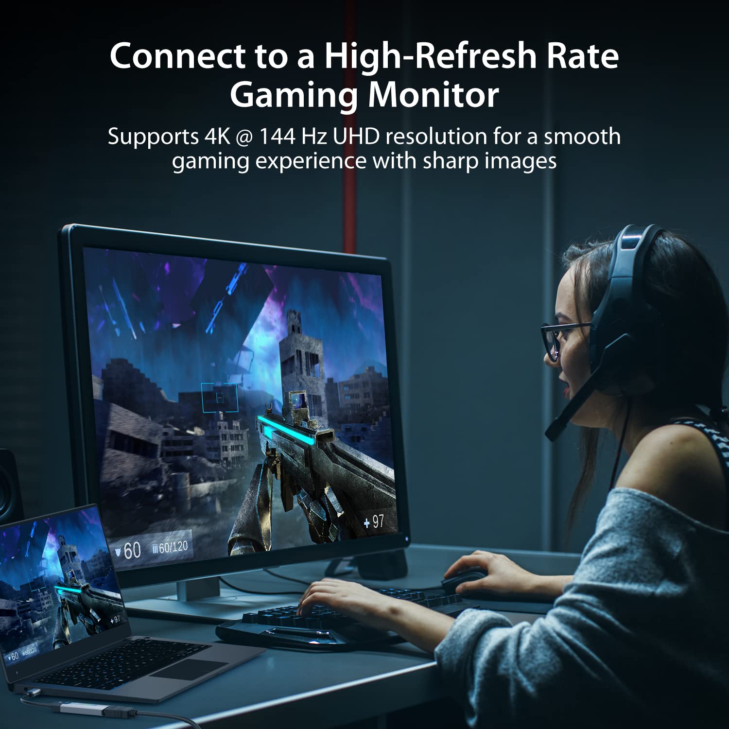 j5create Adapter USB typu C na HDMI (8K przy 60 Hz, 4K przy 120 Hz) ze światłem LED RGB do MacBooka Pro, MacBook Air, iPad Pro, Samsung Galaxy, Surface Pro, Dell, HP (JCA157)