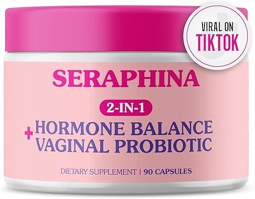 Seraphina Probióticos vaginales 2 en 1 para mujeres + equilibrio hormonal 90 cápsulas de cuidado femenino completo, PMS y salud del tracto