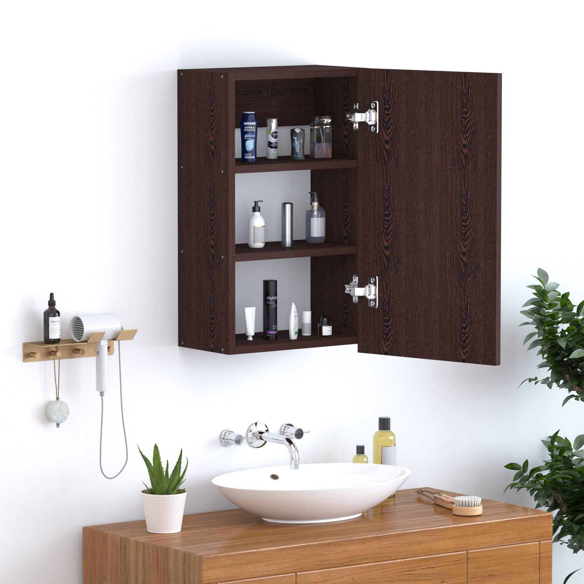 Anikaa Kellen Engineered Wood Dressing Mirror with Single Door/Dressing Cabinet for Bathroom/Storage Cabinet (Wenge) D.I.Y