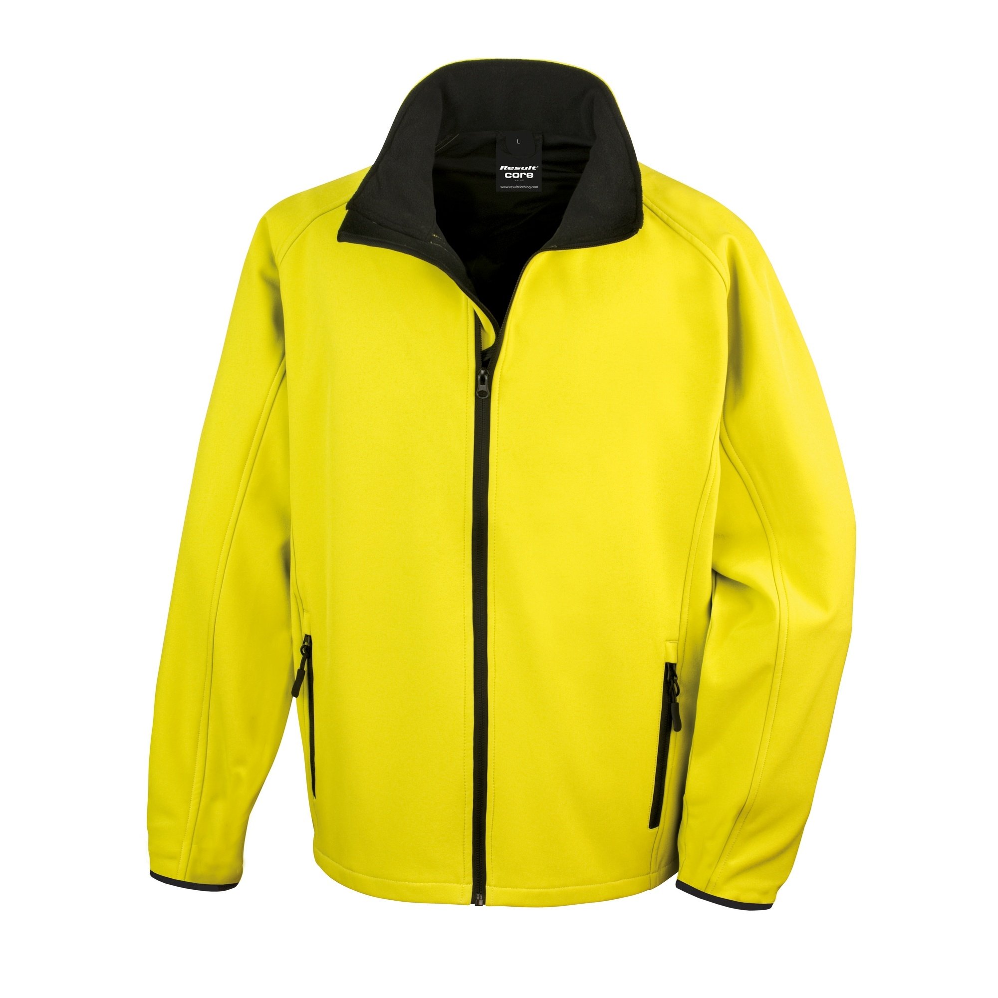 Result Men's Core Printable Soft Shell Blouson Plain Turtleneck Long Sleeve Jacket, Yellow (YEL/blk), XXXX-Large(Manufacturer Size:4XL)