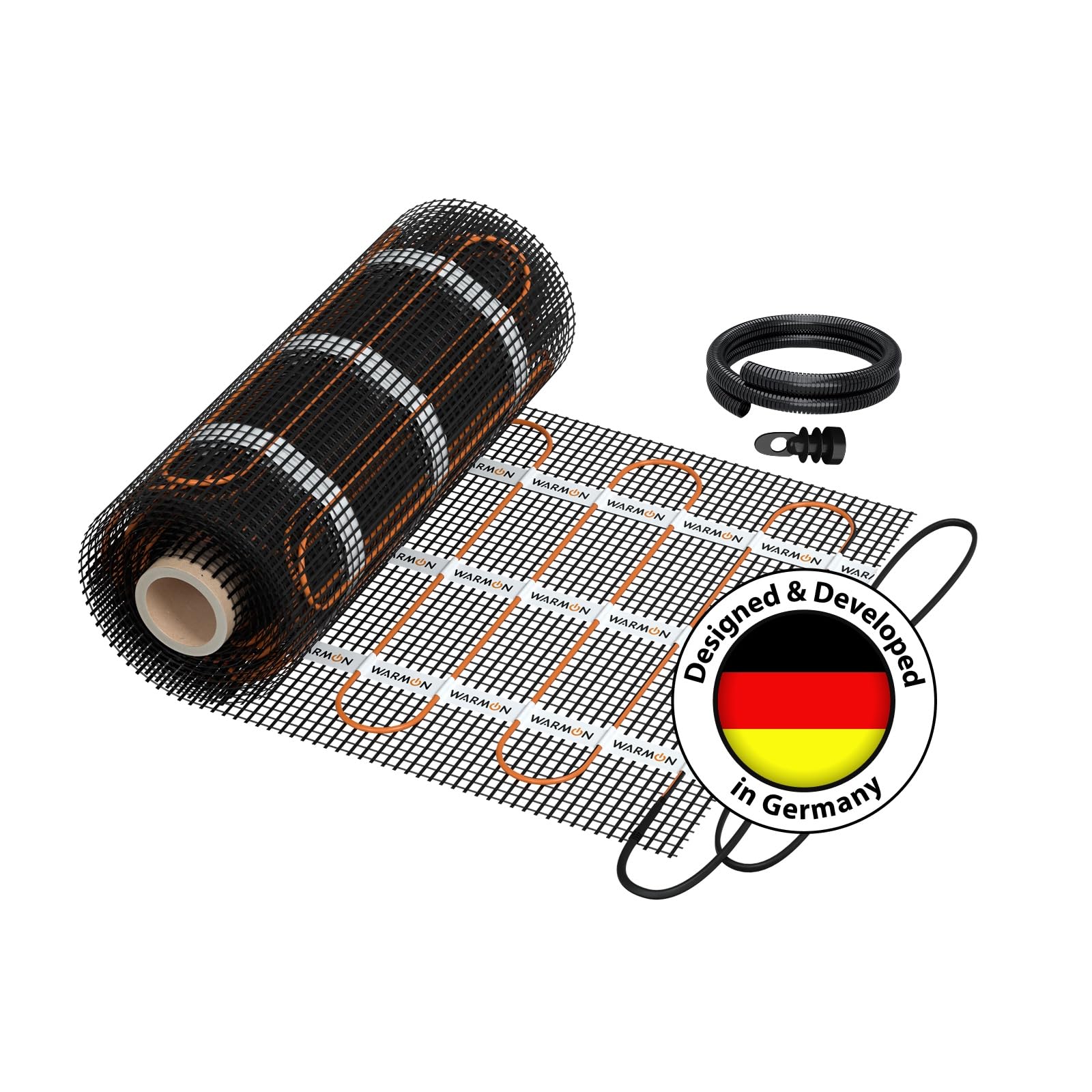 Calefacción eléctrica de pared vertical: Estera calefactora WARMON Classic Light 100 W/m² para azulejos, cable calefactor de resistencia fija con tejido de soporte, tamaño de la alfombra: 1 m²