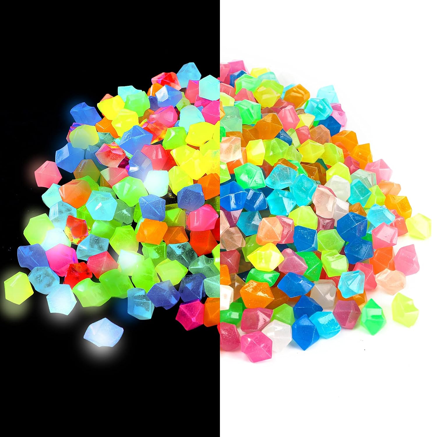 Hedume 1200 Pieces Colorful Fish Tank Decorations Rocks, Glow in The Dark Aquarium Stones, 0.55" Glowing Gravel Garden Rocks for Garden,…