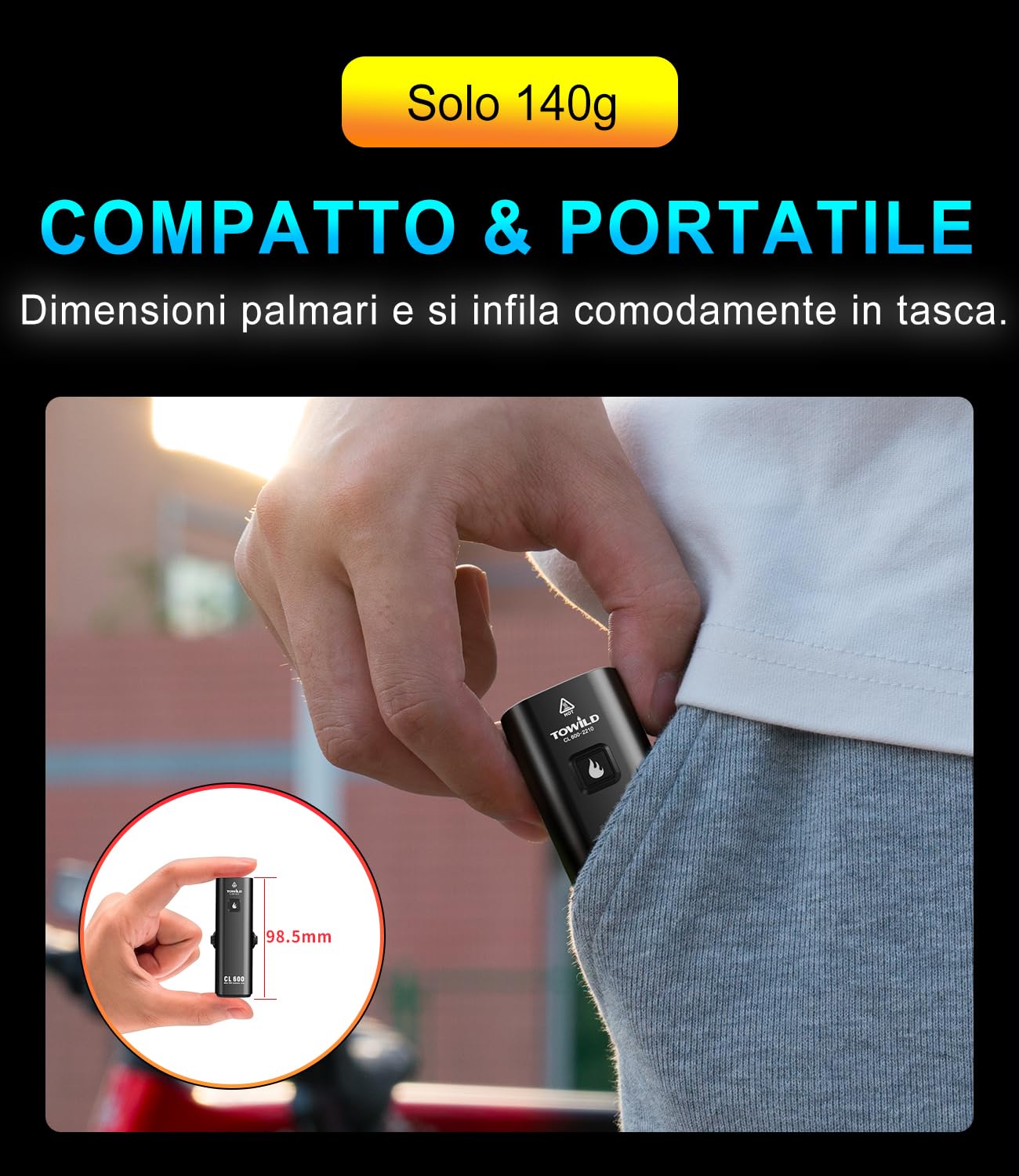 towild CL600/CL1000 Luci Bici, 600/1000 Lumen Luci Bicicletta LED per Pendolarismo,Luce Anteriore Bici 2000/4000mAh Ricaricabili Impermeabili IPX6 per la Guida Notturna, Supporto Sottomontato