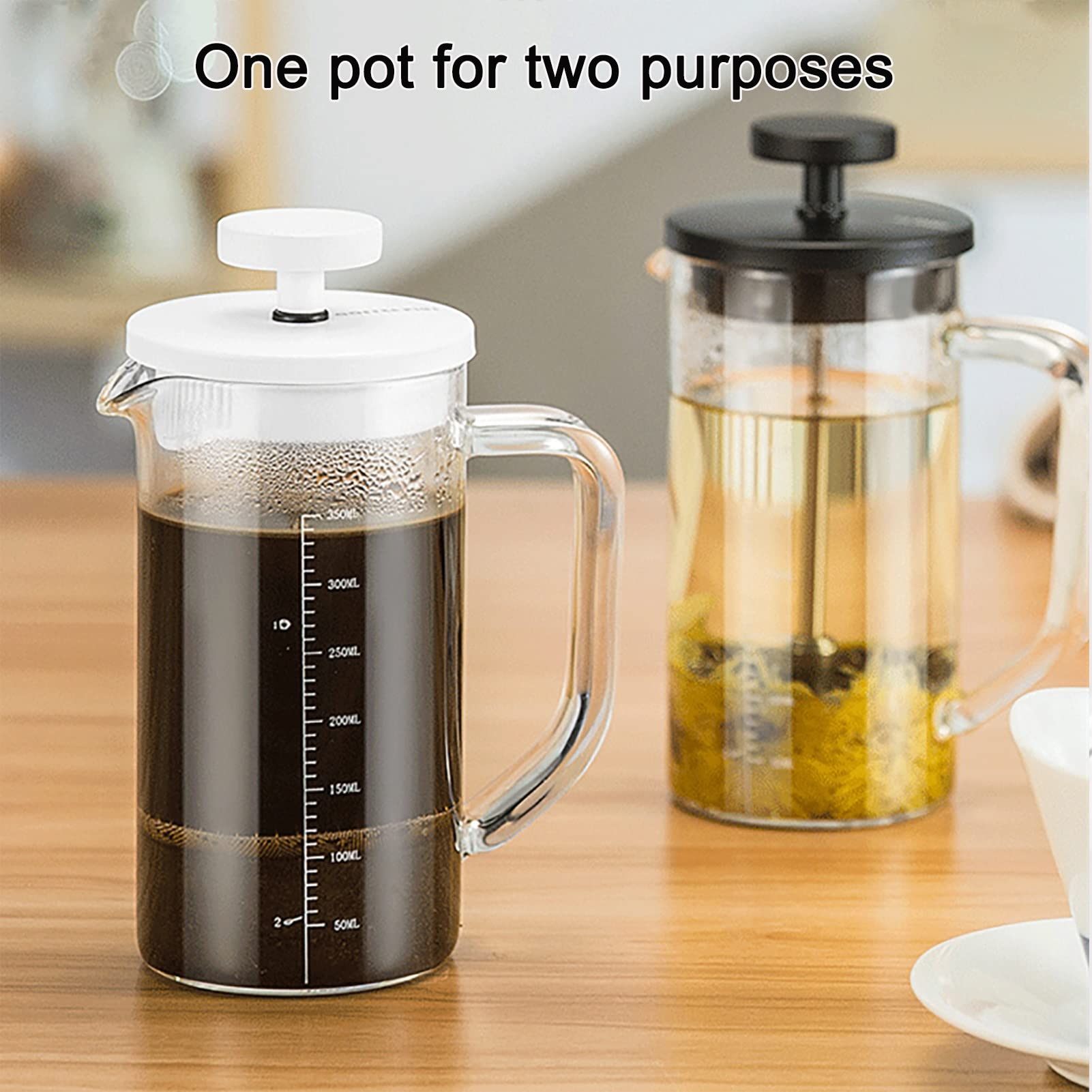 Caffettiere A Pistone, French Press Caffettiera Francese in Vetro Resistente al Calore con Filtri in Acciaio Inossidabile, Facile da Pulire, Macchina per Il tè per Il Campeggio in Casa