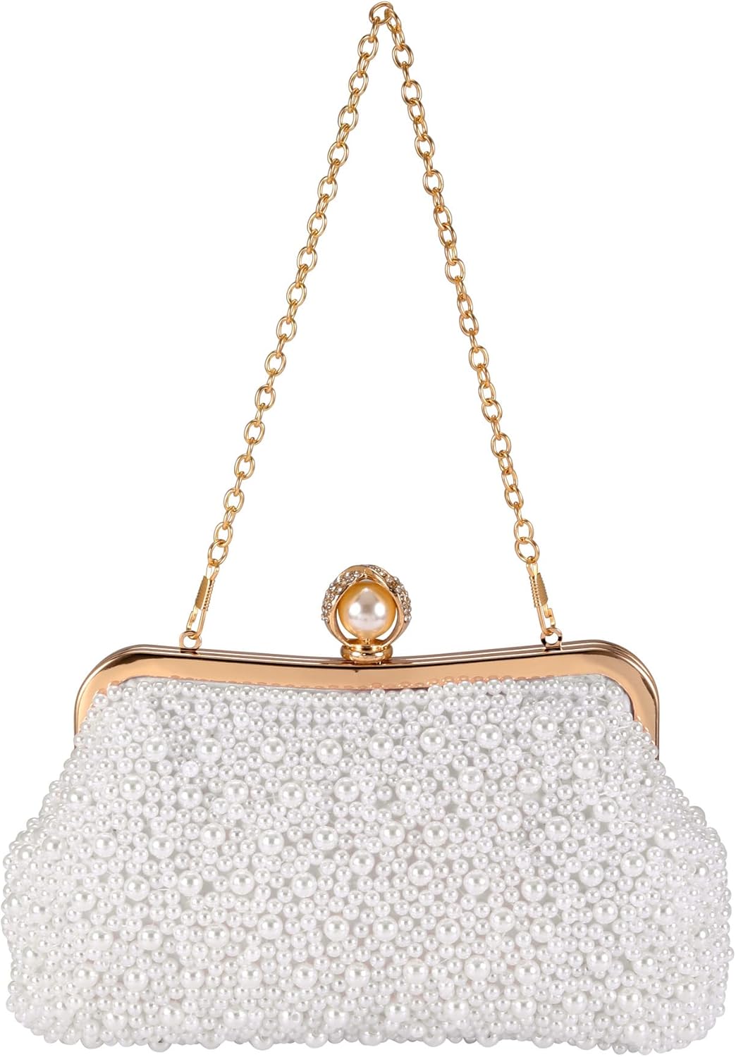 CHIC DIARY Pearl Clutch Purses for Women Evening Handbag Wedding Bridal Crossbody Bag for Party