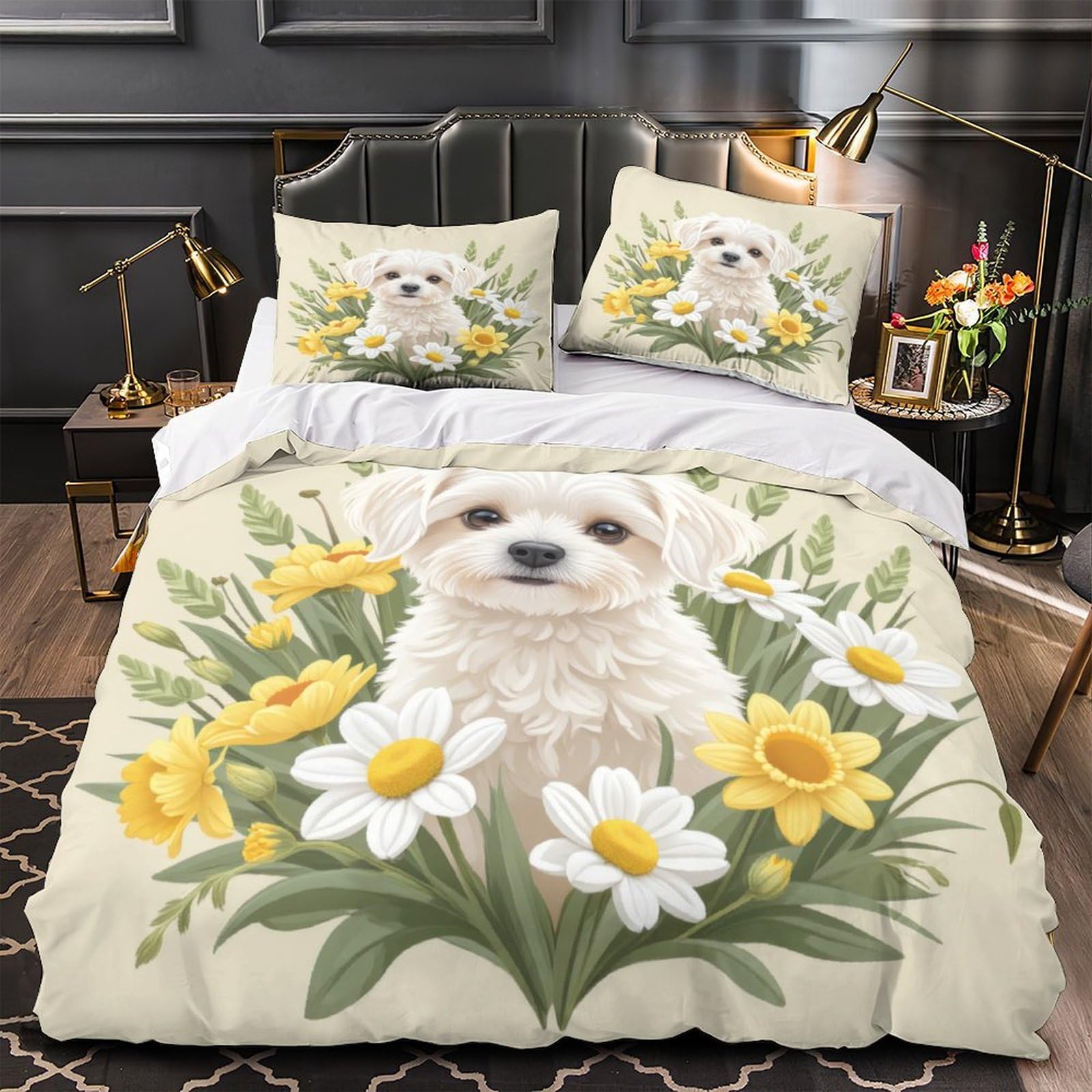 Housse de couette chiot blanc super douce : offrez un sommeil réconfortant à votre enfant