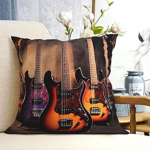 BTCOWZRV Fundas de cojín cuadradas de 18 x 18 pulgadas, con estampado de guitarra eléctrica, fundas de cojín cuadradas para sofá, cama, sala de