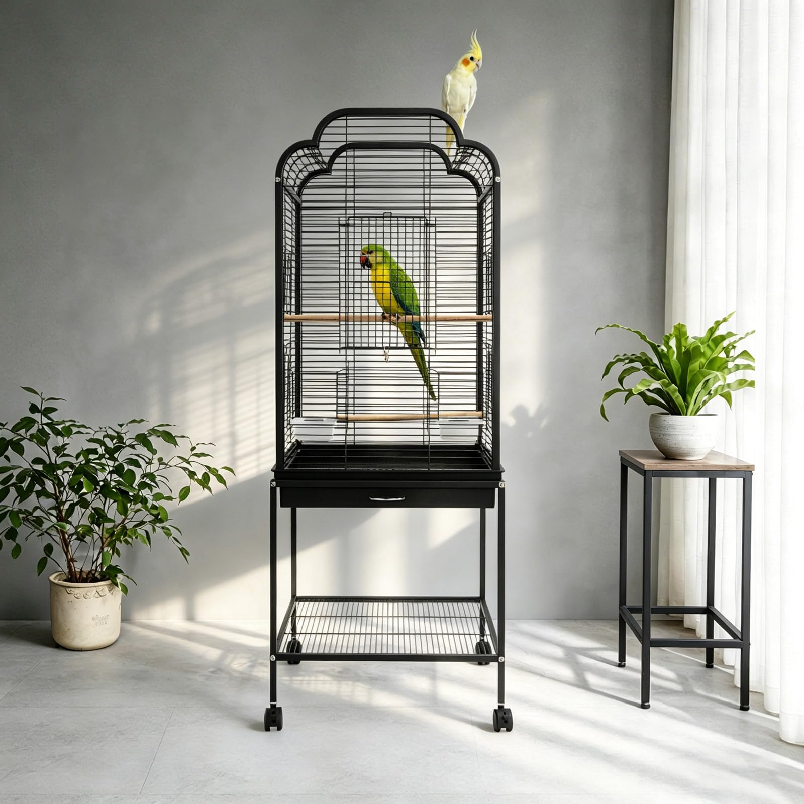 Vogelkäfig Vogelspielzeug Großer Vogelhaus 48x46x134cm | Vogelvoliere Metall Vogelbauer Käfig Vogel Wellensittichkäfig, Käfigspielzeug für Nymphensittiche, Finken, Papageien-Käfig