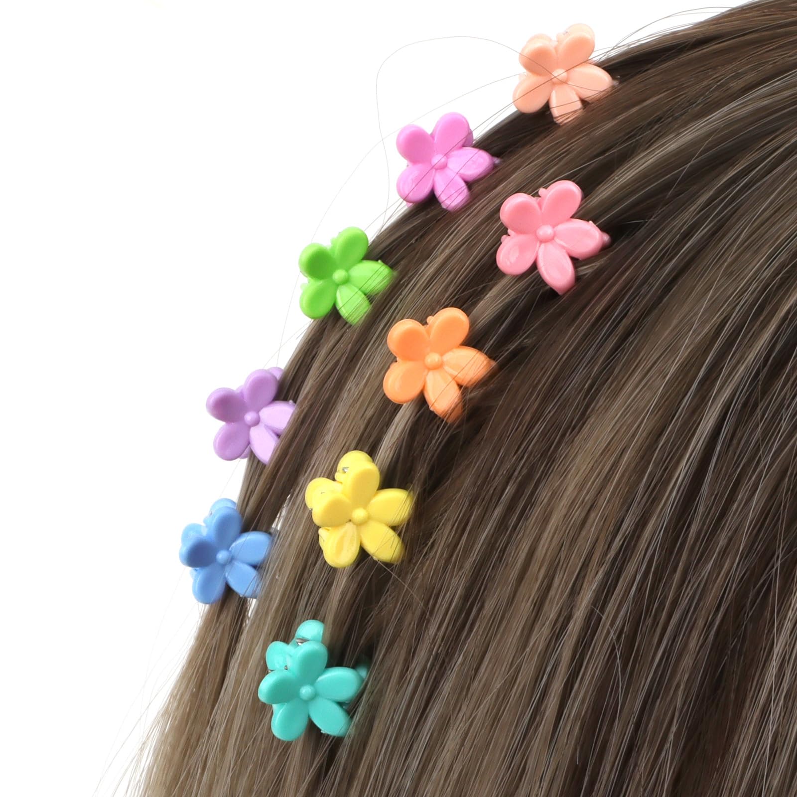 Mini pinzas para el cabello con diseño de flores, 200 unidades, accesorios para el cabello para niñas y mujeres, color aleatorio, estilo Y2K de los años 90 6