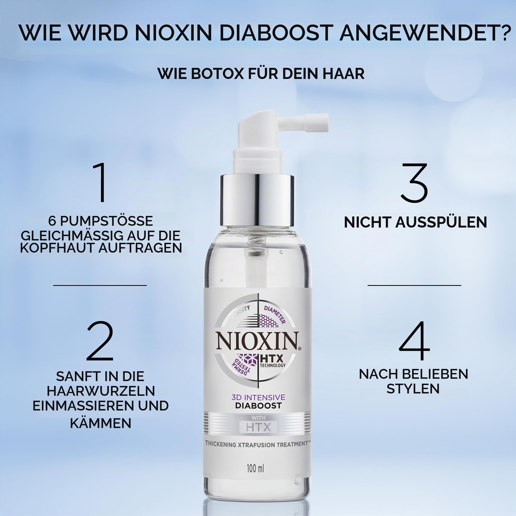 NIOXIN 3D Intensive Diaboost (100 ml) – Leave-in Haarpflege mit Koffein, Niacinamid und Panthenol – für verbessertes Haarwachstum* – Kopfhaut Serum für dichter und voller aussehendes Haar