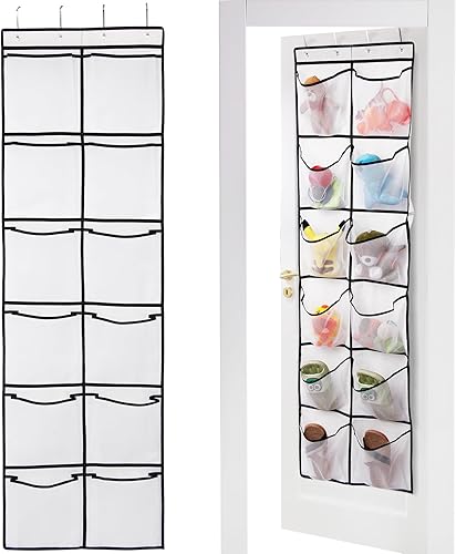 12 bolsillos grandes de malla sobre la puerta organizador de zapatos botas colgante almacenamiento zapatero para armario - blanco