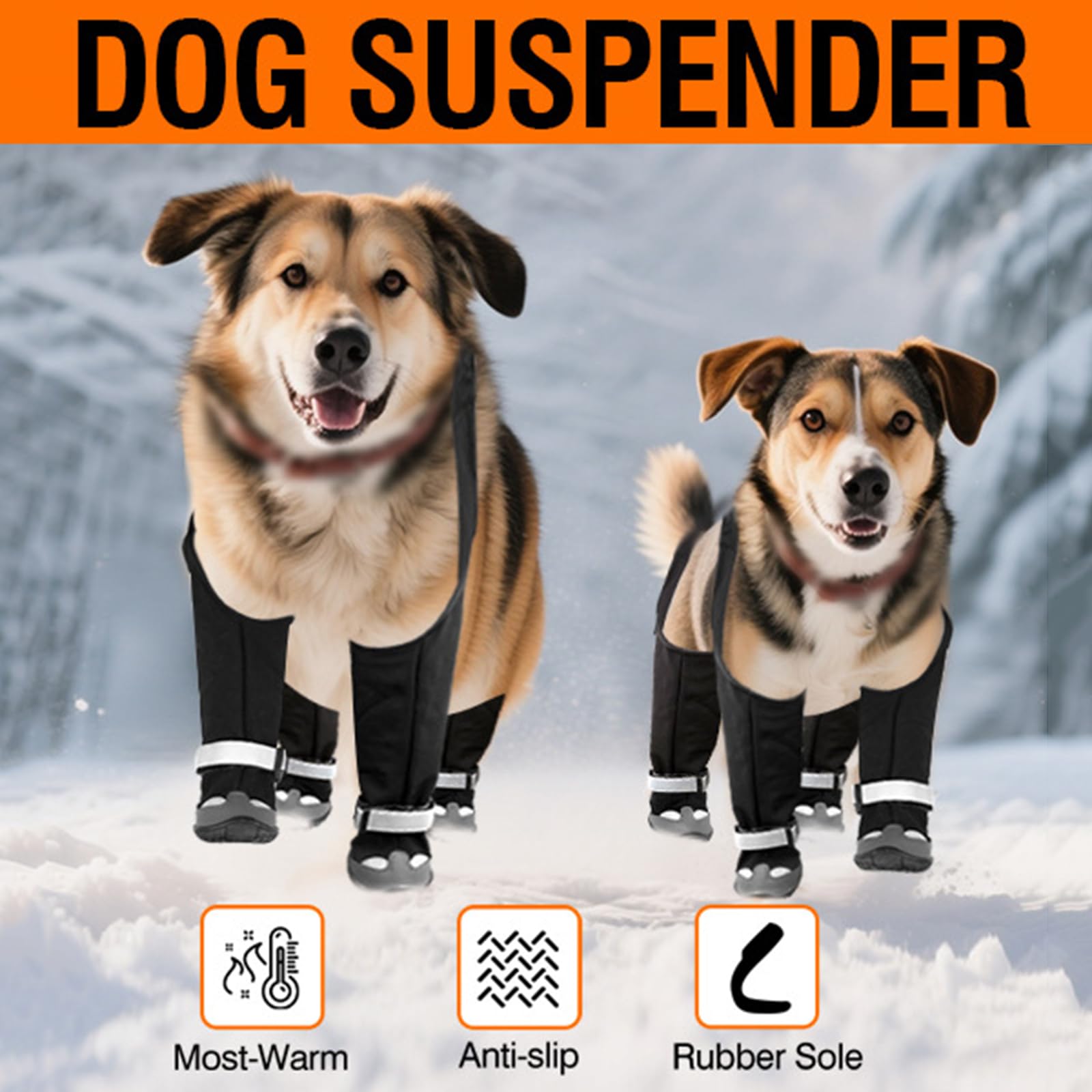 Jambières Thermiques pour Chien, Semelles antidérapantes, systèmes de Boucles sécurisées pour l ' Automne et l ' Hiver, activités de randonnée, Semelles en Caoutchouc antidérapantes, Chaussures