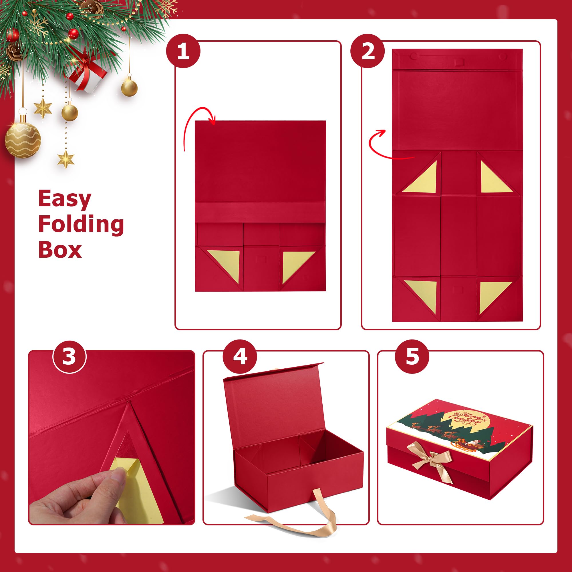 Amazon.com: Giflsaidsprest Christmas Gift Box with Lid,Gift Boxes
