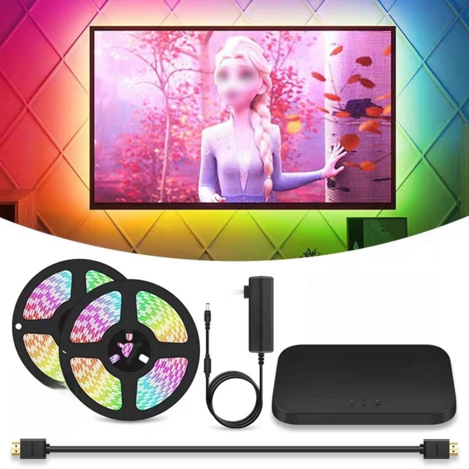 Retroilluminazione Tv Sincronizzata Con Schermo Streaming Colore TV Luce Ambientale TV Proiezione Home Cinema Schermo Sincronizzazione Luce Gioco Set Collegamento Usb Led Strip Luci Per Tv(75in)