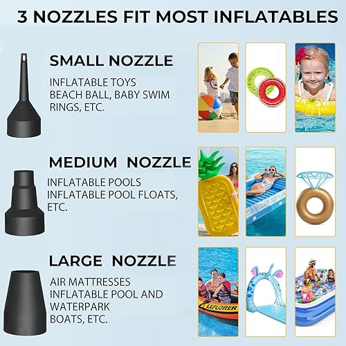 Miniatura 6 de Jasonwell Electric Air Pump Portable Quick-Fill AC DC Inflator Deflator Pump for Air Mattress Inflatables Pool Floats Water Toy Raft Bed Boat Pool