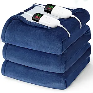 Heated Electric Blanket Queen Size - 84" x 90" Heating Blanket with Dual Control, 10 Heating Levels & 8 Hours Auto Off, Soft Warm Flannel Gift Blanket with Over-Heat Protection, ETL & FCC Certified
