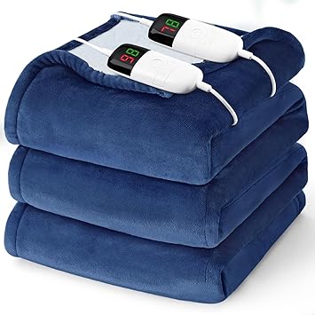 Heated Electric Blanket Queen Size - 84" x 90" Heating Blanket with Dual Control, 10 Heating Levels & 8 Hours Auto Off, Soft Warm Flannel Gift Blanket with Over-Heat Protection, ETL & FCC Certified