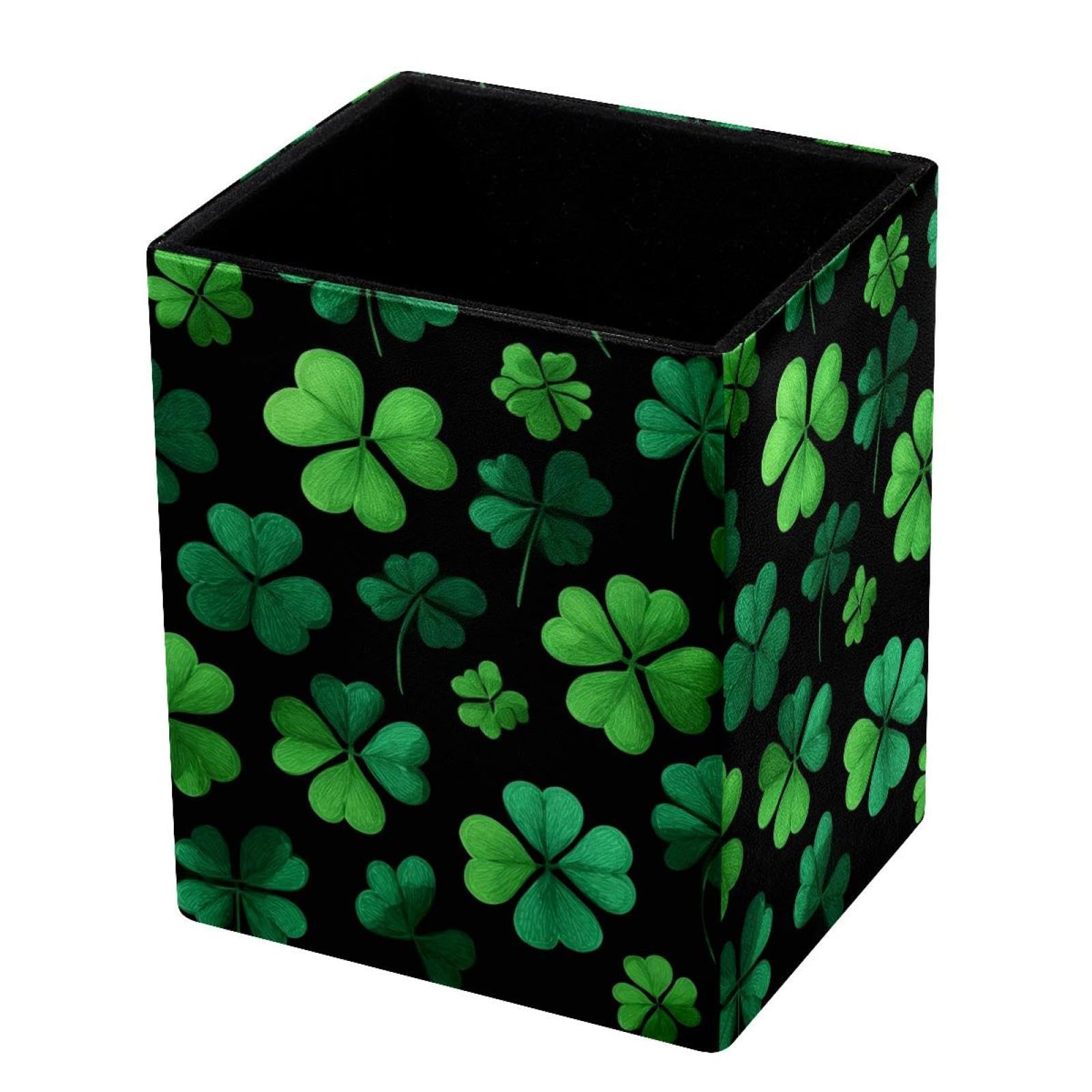 VAPOKF Pencil Holders for Desk, Shamrock Printed Pen Holders Pen Pot Makeup Brushes Storage Desktop Stationery Supplies Organiser for Home Office