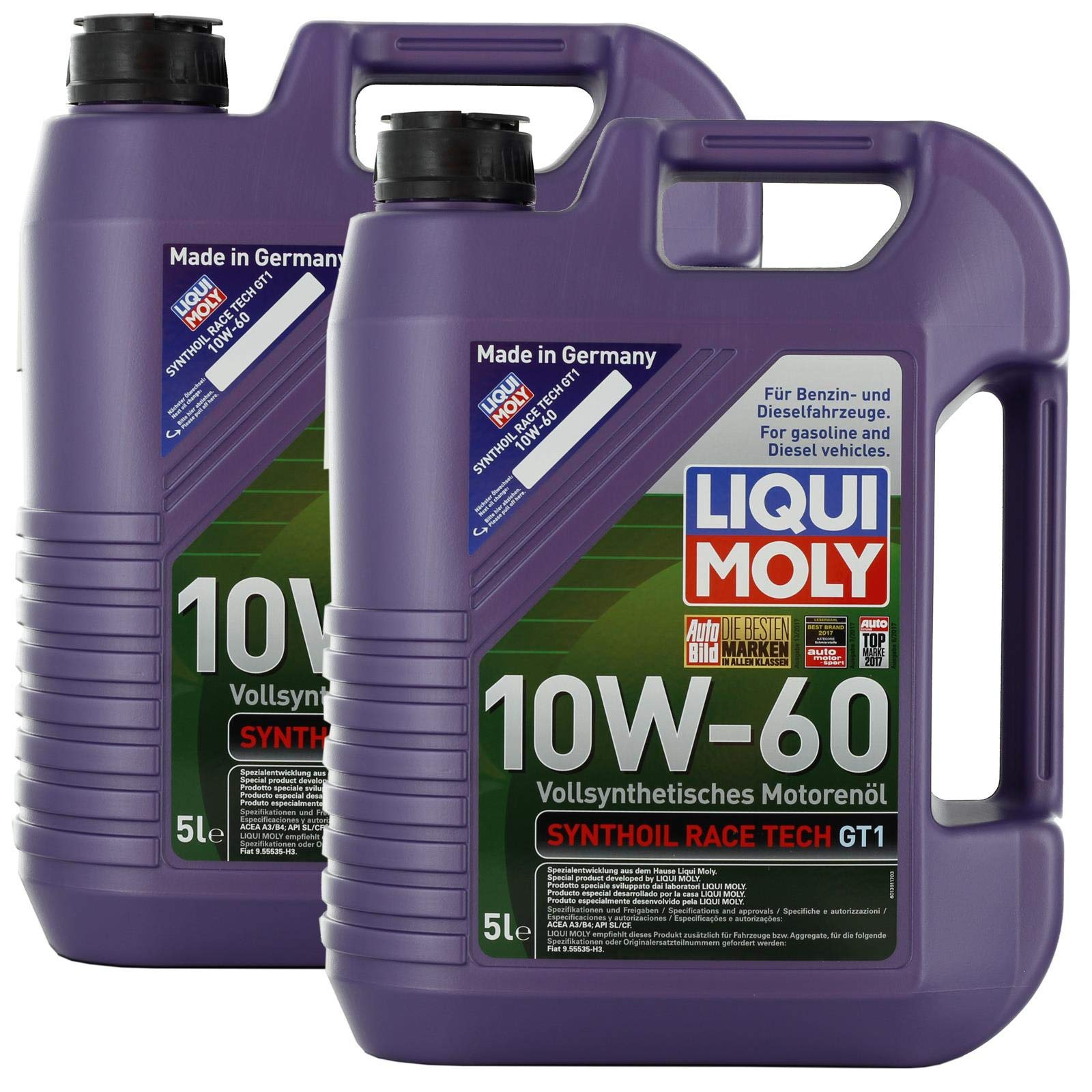 2 x Liqui Moly 1391 synthoil Race Tech GT1 10 W de 60 Moteur vollsynthetisch 5L
