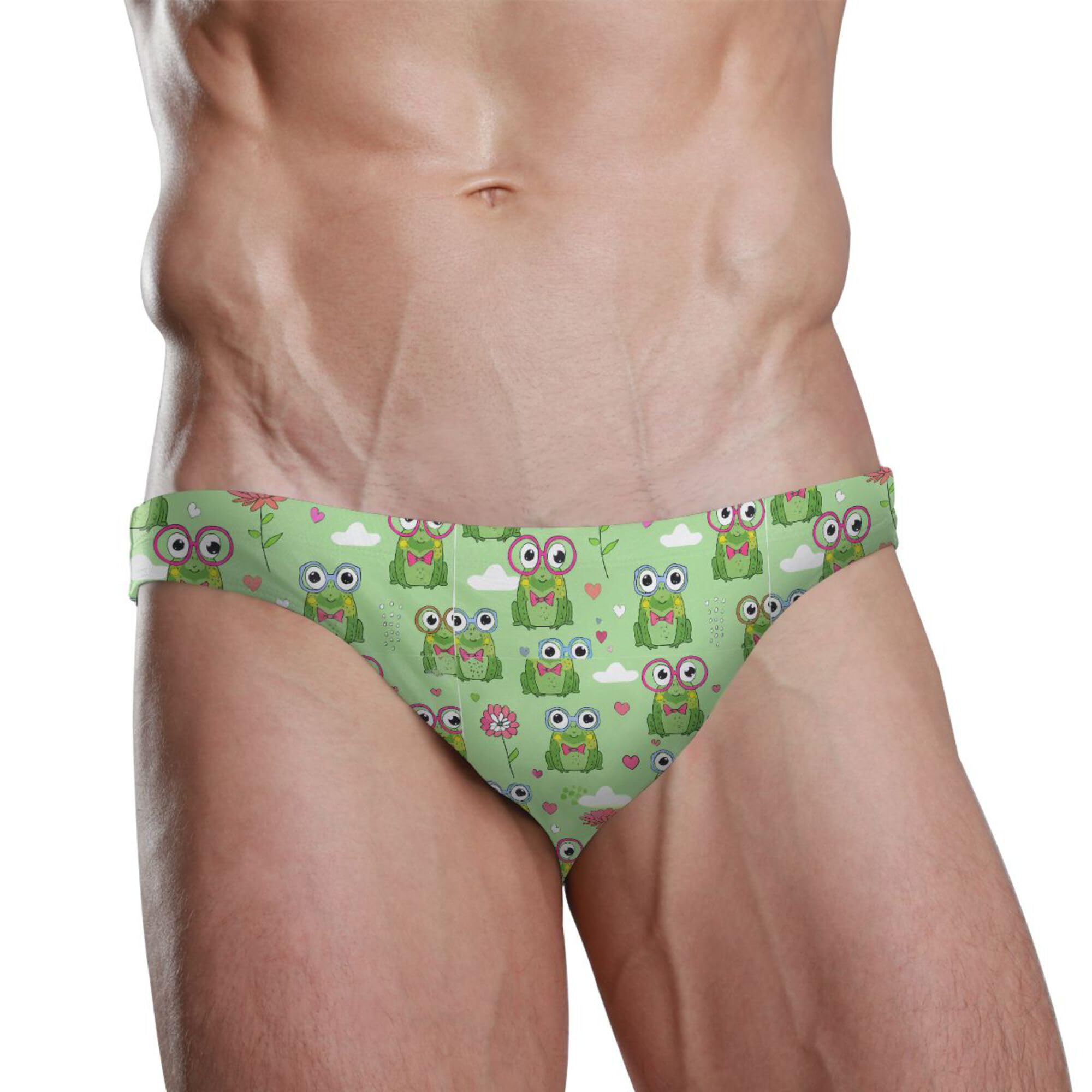 Cute Frog Mens Swimwear Swim Briefs Bikini Swimsuit for Summer Beach L B0404122