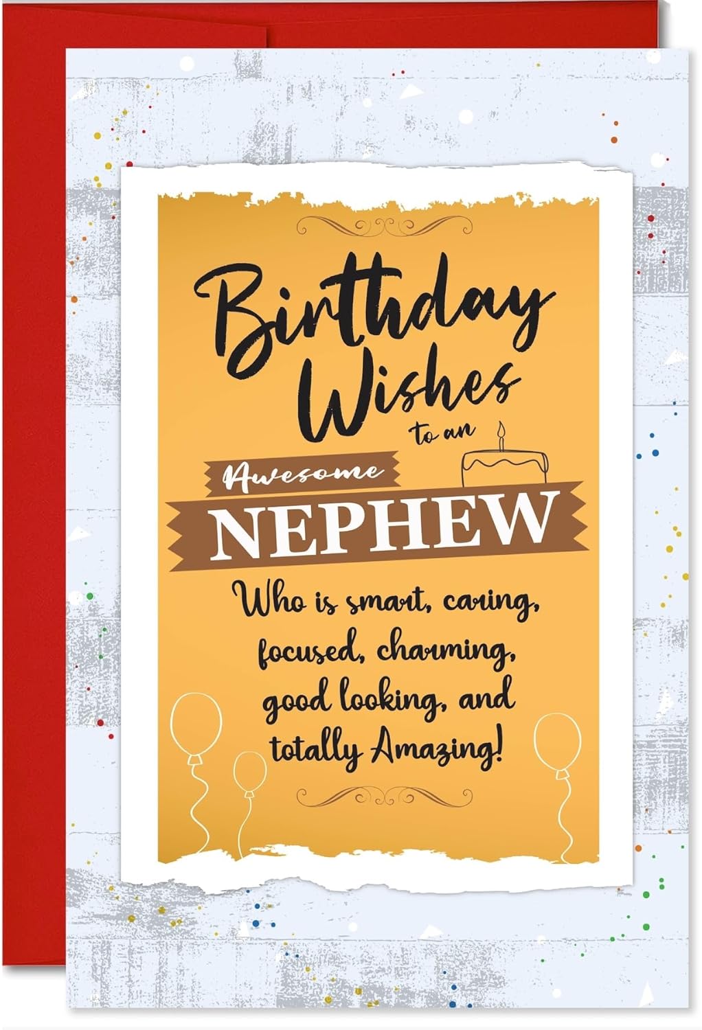 MegaCalendars Happy Birthday Card for Nephew with Self-Adhesive Envelope, Birthday Card for Adult Nephew, Cute Custom Party Designs, Premium 320 GSM Cardstock, Made in USA