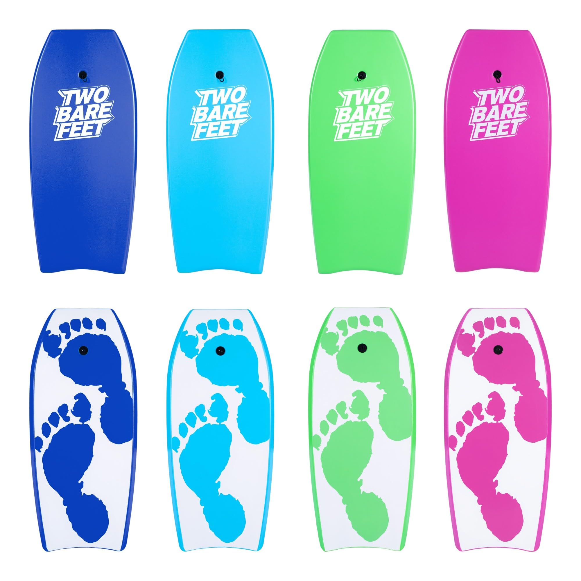 Two Bare Feet 37" Bodyboard with Leash – EVA Deck & HDPE Slick Bottom, Lightweight EPS Core Boogie Board for Kids & Adults, Beach Surf Board (37", Future Print Green)
