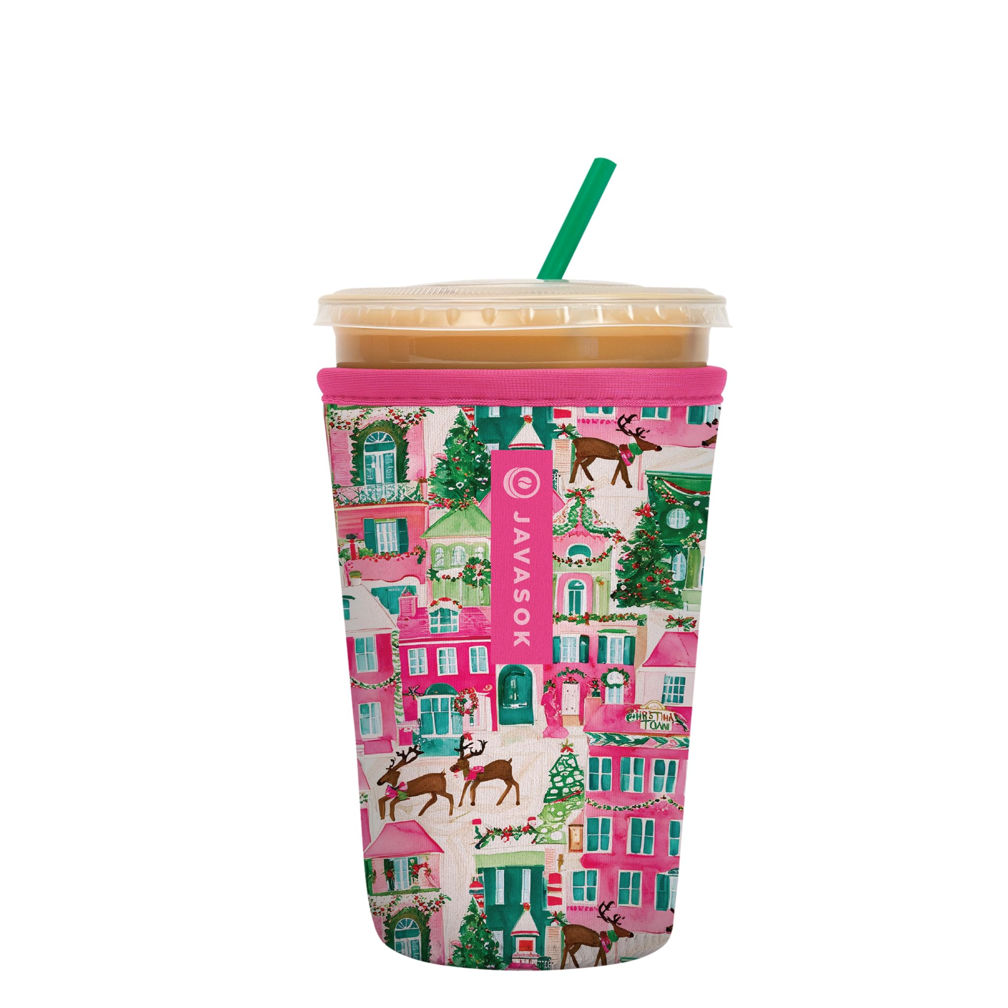 Sok It JavaSok Iced Coffee &amp; Cold Soda Insulated Neoprene Cup Sleeve (Sugarplum Street, Medium: 22-28oz)