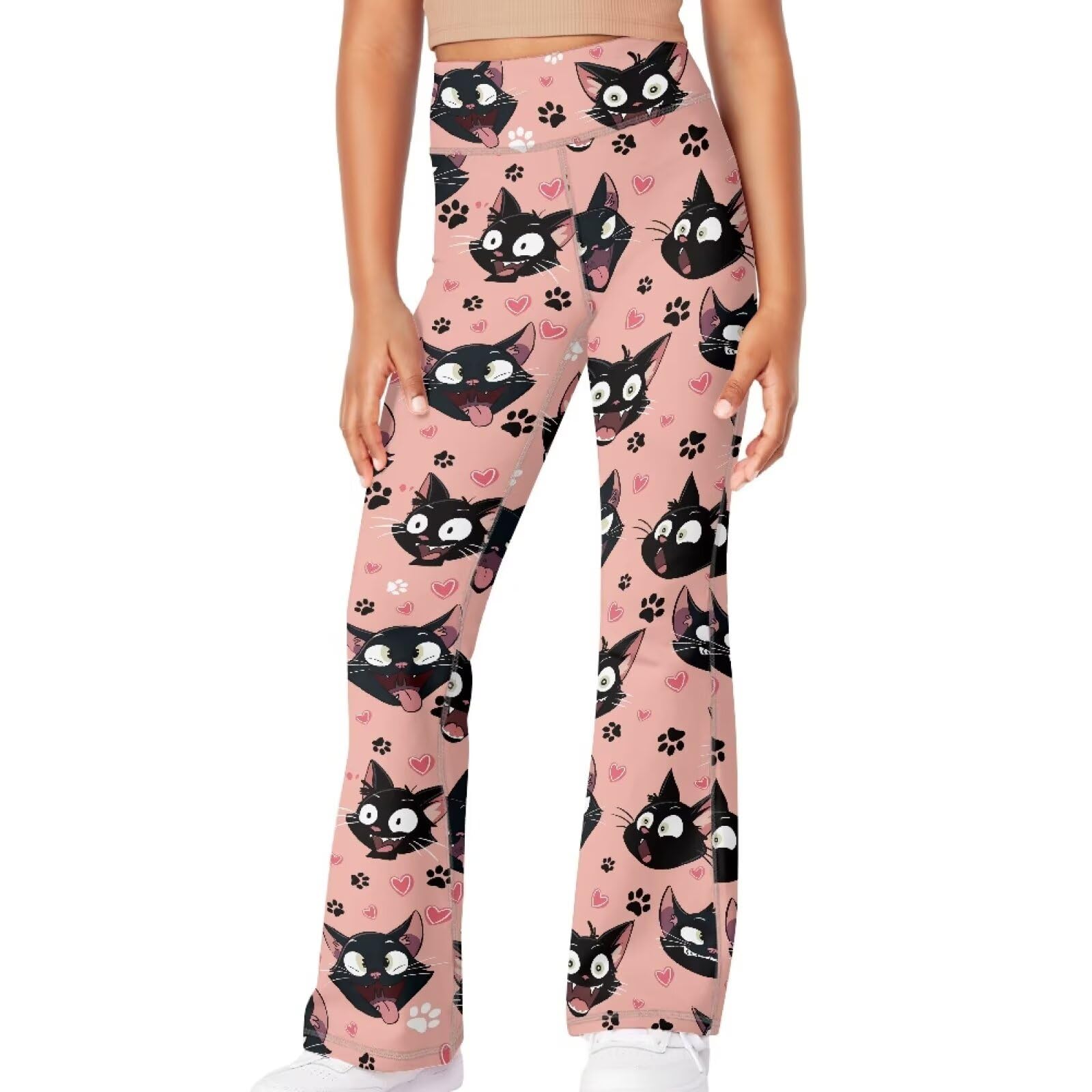 Girls Leggings Floral Print High-Waisted Flared Pants 5-14 Years